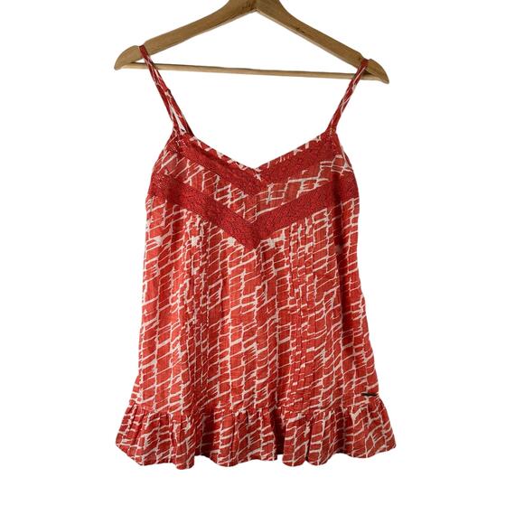 Hang Ten Womens Red White Cotton Spaghetti Babydoll Pullover Tank Top - Size L - Picture 1 of 13